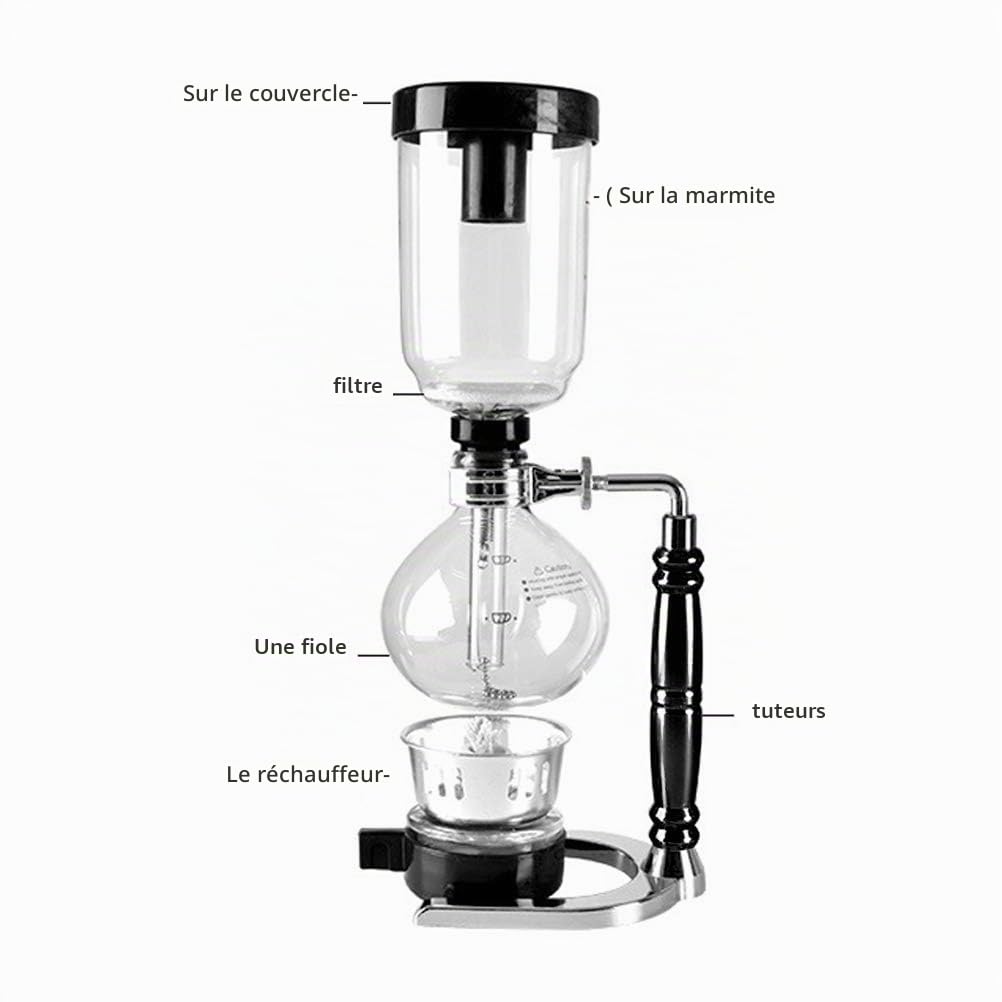 Machine à Café à Siphon Portable - Kit de Filtre en Verre Résistant à la Chaleur - Cafetière à Vide Type de Verre pour la Maison