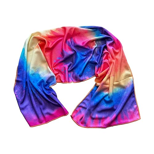 YongColer Tie Dye Rainbow Cooling Towel, Chilly Ice Running Golf Sports Gym Workout Towels for Neck Yoga, 12x40 inches