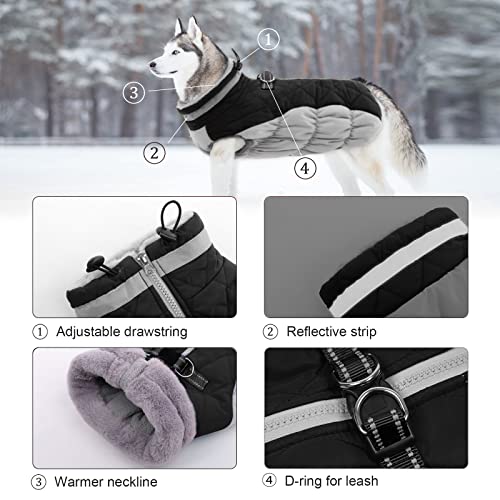 Image of Lelepet Dog Coat Warm Dog Winter Coat Waterproof Dogs Jacket with Harness