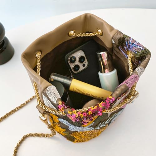 Bolso cruzado para mujer, bordado a mano, cuero miniatura 6