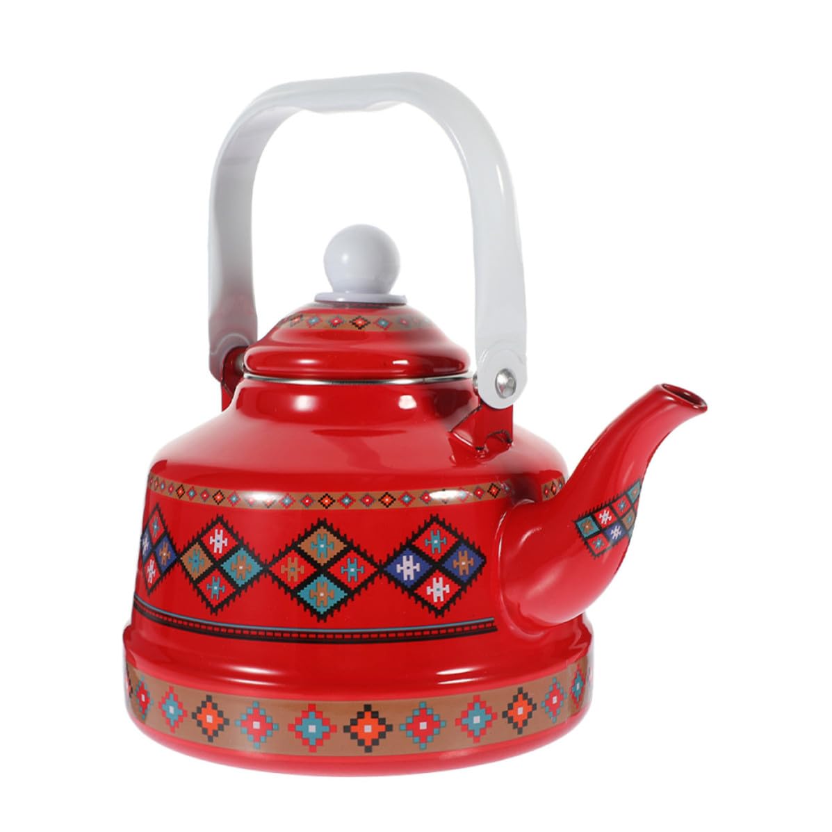 Cabilock Tetera y Diseño Resistente de 2.5l para Camping y Cocina Esmaltada Roja con Distribución Uniforme del Calor con Asa Cómoda