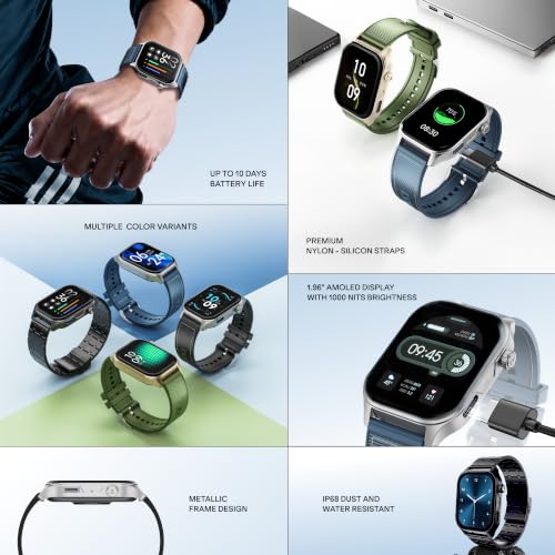Image of boAt Ultima Vogue 2, India's First AMOLED Type-C Smartwatch, 1.96 inch Display, 1000 nits Brightness, Metal Body w /Premium Straps, 10-Days Battery Life, Smartwatch for Men & Women (Deep Blue)