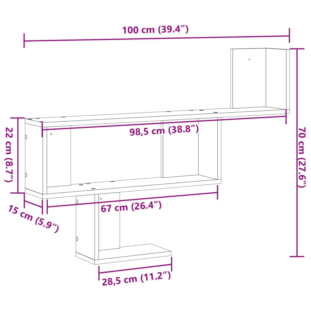 vidaXL Wandschap 124,5x18x60,5 cm bewerkt hout wit, wandplank