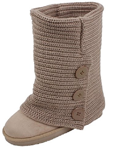 Shoes8teen Womens Rib Knit Sweater Crochet Boots (8, Sand Knit)