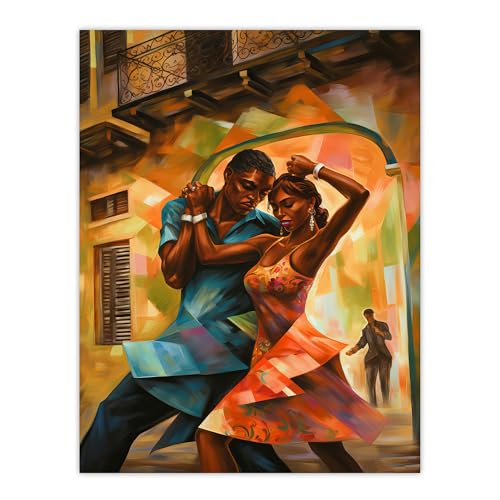 Artery8 Salsa Cuban Street Dance Colourful Dancing Painting Rhythm Body Energy Theatre Arts Artwork Unframed Wall Art Print Poster Home Decor Premium