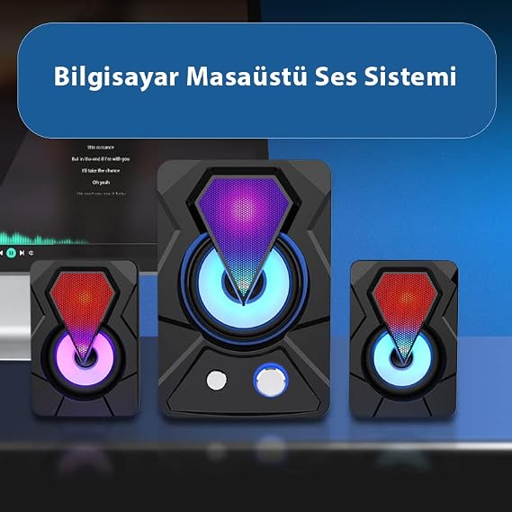 E-1306 Phone Computer Tablet RGB Stereo Usb Subwoofer Speaker