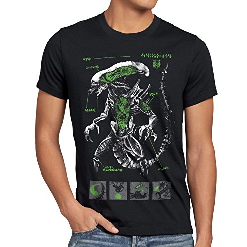 style3 Xenomorfo Camiseta para Hombre T-Shirt Ripley Alien alienígena, Talla:M, Color:Negro