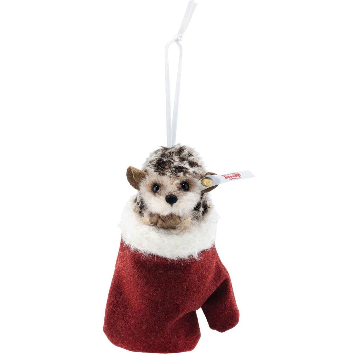 Steiff 007040 Igel im Handschuh Ornament, Mohair, 11 cm, braun Spielzeug