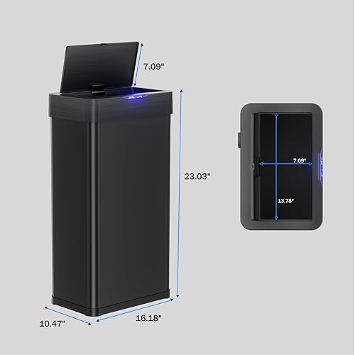 Miniatura 2 de TLSUNNY Cubo de basura automático sin contacto con sensor de movimiento de 13.2 galones, contenedor inteligente de acero inoxidable cepillado, con