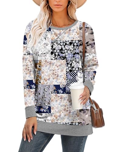 BETTE BOUTIK Women's Drop Long Sleeve Sweatshirts Casual Crewneck Tunic Tops Sweartshirts With Side Slits S-3XL