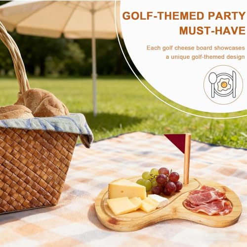 Tabla de cortar de bambú con cuchillos set golf miniatura 6