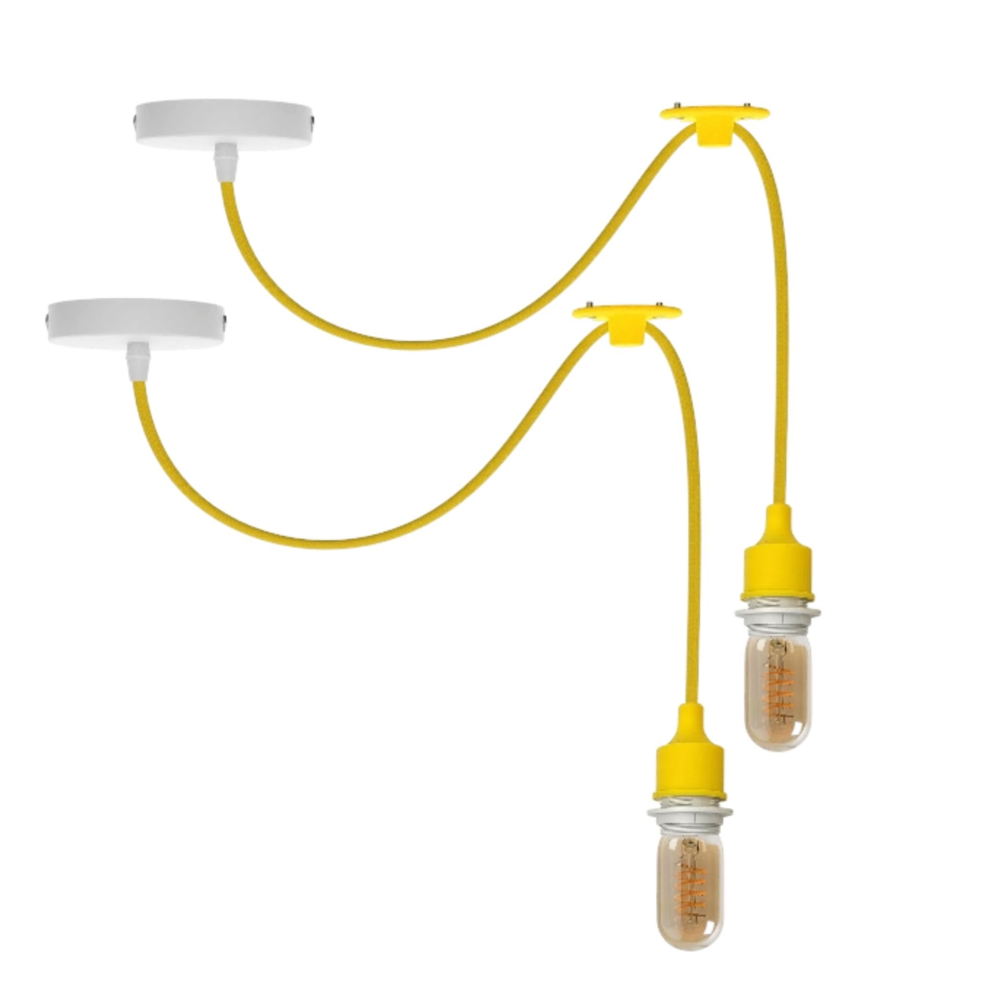 LEDSone 2 Pack of Spider Pendant Light Fixture with 95cm Adjustable Cable E27 Base Modern Yellow Ceiling Hanging Lamp for Dining Room, Hallway, Café, Restaurant