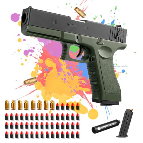 Pistola de Juguete, Pistola de Espuma Blaster para Niños de 7 8 9+ Años en Adelante y Adultos, Pistolas Balas Juguetes Educativo Realista, Juguetes de Exterior (Verde)