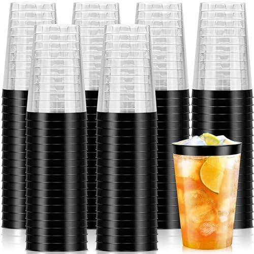 Tczecoo 50 bicchieri in plastica dura, 340 ml, colore nero