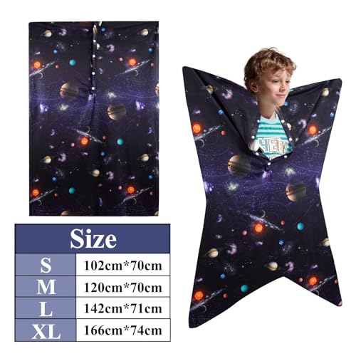 Image of Sensory Body Sock for Kids, Galaxy Space Full Body Sock Wrap for Autistic Children to Relieve Stress, Star Planet and Solar System Decor Relaxing Sensory Compression Body Sack for Kids