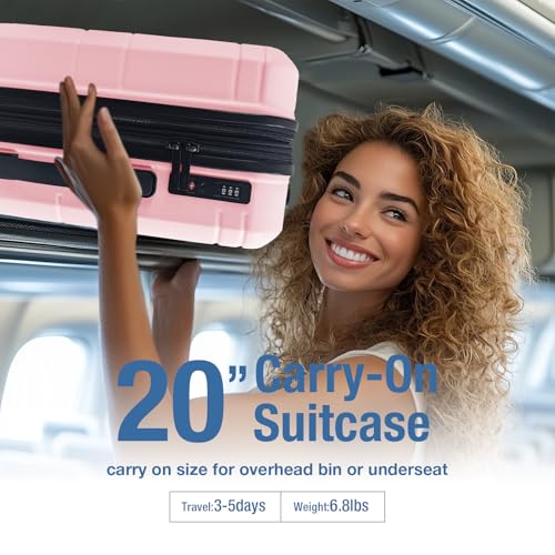 KYME Carry On Luggage 22x14x9 Airline Approved with TSA Lock Hard Shell Carry On Suitcase Lightweight Suitcases with Wheels Small Luggage for Men Women,Carry-On 20 Inch,Pink - Image 4