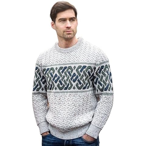 Aran Crafts Unisex Jacquard Sweater Oatmeal XL, Made in Ireland (C5349-XL-OAT) Cover