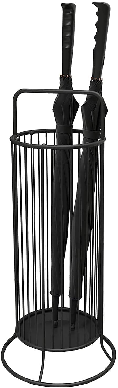 Porte-parapluies rond design en acier carbone noir pour cannes et couloir