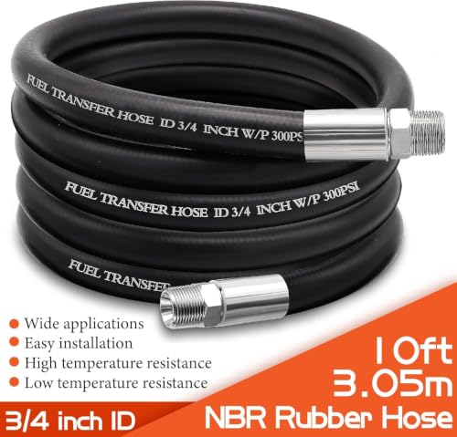 Image of 3 /4 inch Fuel Transfer Hose 10FT,Farm Pump Hose for Gasoline,Diesel(2PCS)