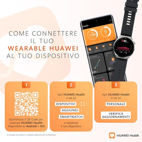 HUAWEI WATCH GT 3 Pro 46 mm Smartwatch Orologio Uomo, Quadrante in Vetro Zaffiro, Monitoraggio della Salute 24h, Durata Batteria fino a 14 Giorni, 5ATM, GPS, Versione italiana, Black Fluoroelastomero