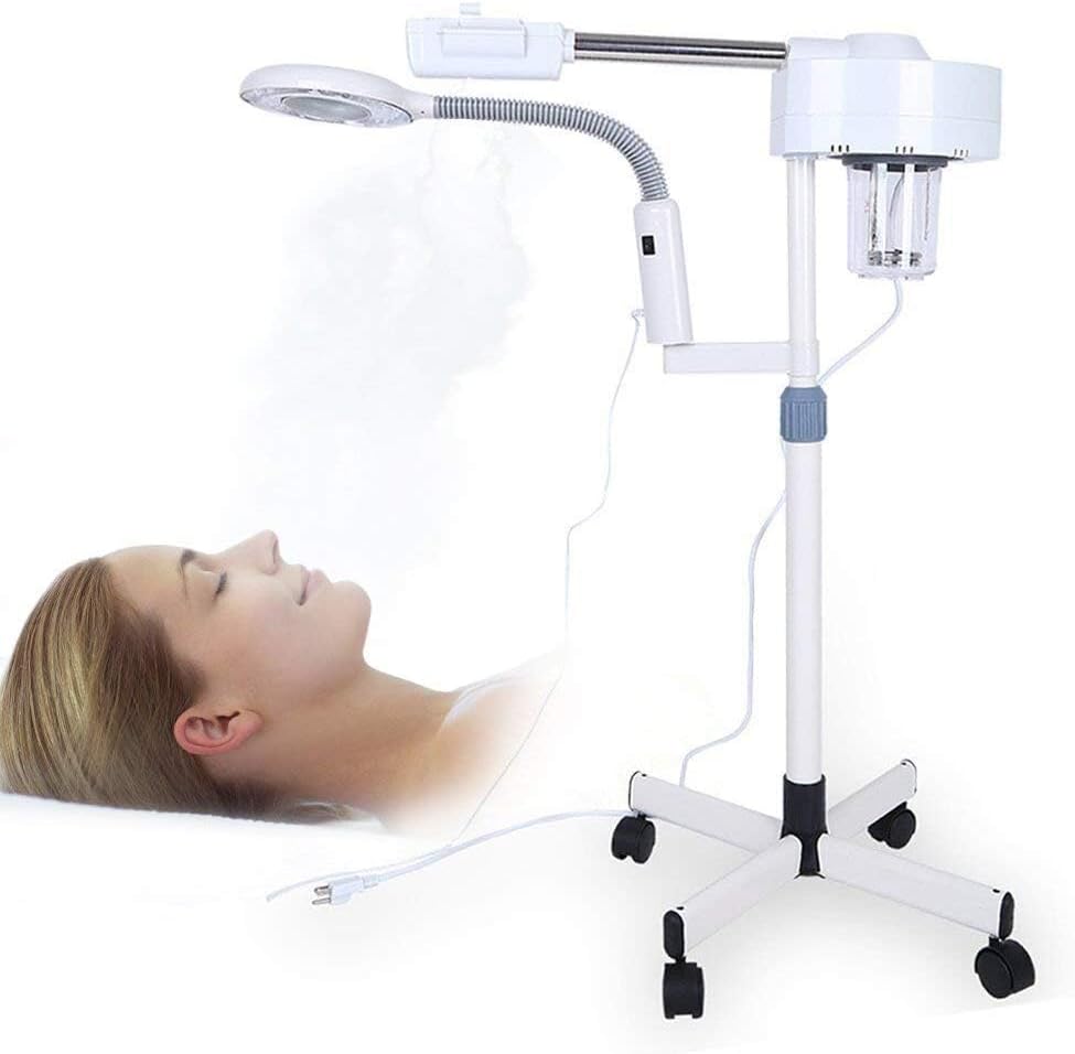 Professional 2 in 1 Facial Beauty Steamer with 3X Magnifying Lamp, Stand Movable Facial Steamer with Beauty Lamp, Multifunctional Spa Beauty Salon Skin Care Steamer Equipment for Home or Salon