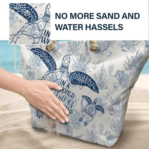 Bolsa de playa personalizada Nana con motivo de tortuga miniatura 5