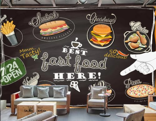 Mural de graffiti retro para paredes de restaurantes occidentales 2