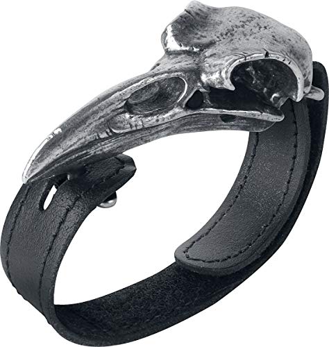 Alchemy Gothic Bracelet en cuir avec crâne de corbeau