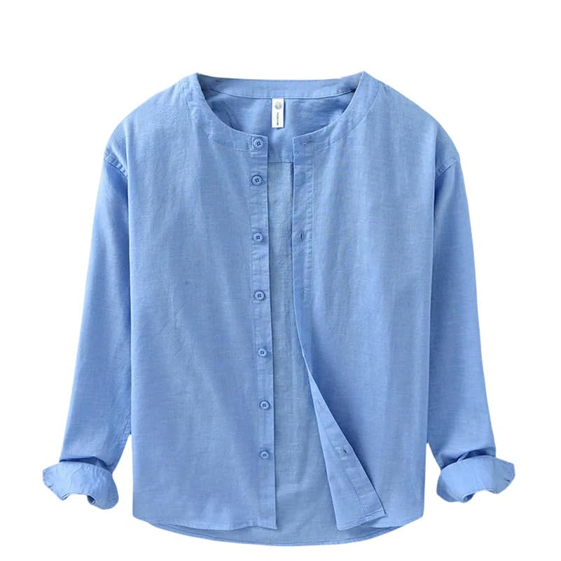 Camisa de algodón lino de manga larga con acabados de alta calidad y tacto suave