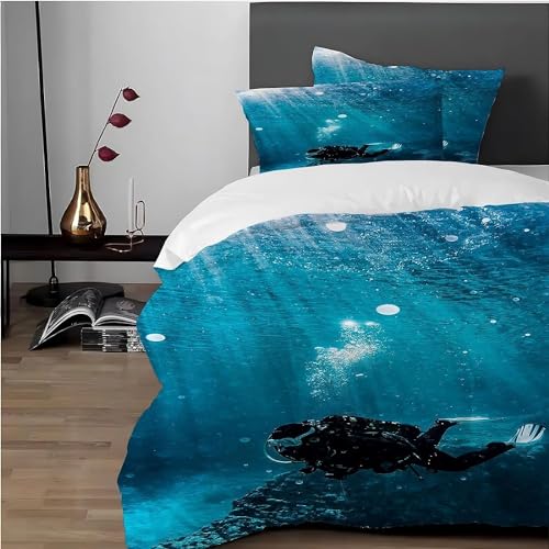 Housse couette doux microfibre océan lit double avec taies d'oreillers - 3