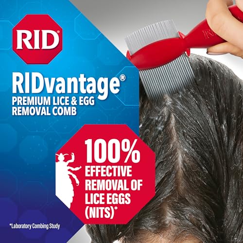 Image of RIDvantage Lice Comb, Stainless Steel Nit & Egg Remover for All Hair | Micro-grooved fine teeth catch tiny nits and eggs; works on wet or dry hair, pairs with any lice treatment