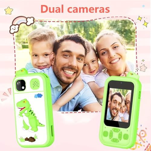 Image of Kids Smartphone Toy with MP3 Music Player Dual Camera for Selfies in-Built Games 2.4 inch Screen 8MP Camera Toys for Boys & Girls (Z-7 Green)