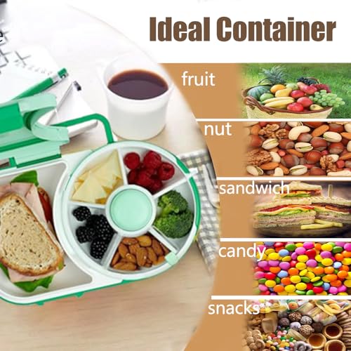 Boîte à goûter, conteneur à déjeuner rotatif portable avec 5 petits + 1 grand compartiment, dragonne réutilisable, résistant à l'humidité pour les déplacements