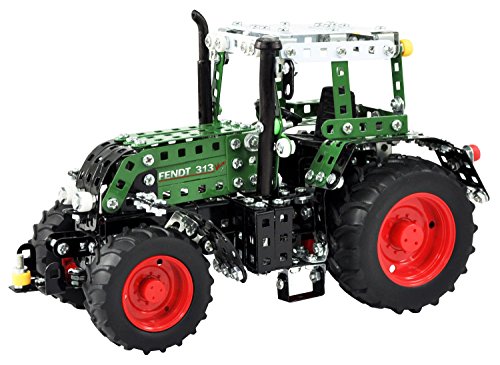 Tronico 10069 - Metallbaukasten Traktor Fendt 313 Vario mit Fernsteuerung, Junior Serie, Maßstab 1:24, 574-teilig, grün