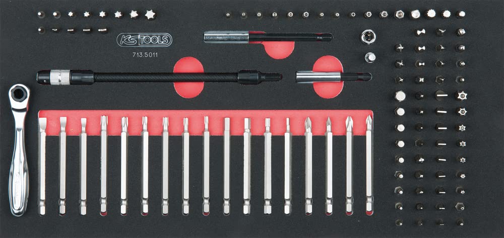 KS Tools 714.0452 - Composition d'outils 6 tiroirs pour servante - Empreinte des outils découpée au laser - Résistant aux huiles et produits chimiques - Mousse imputrescible - 455 pièces