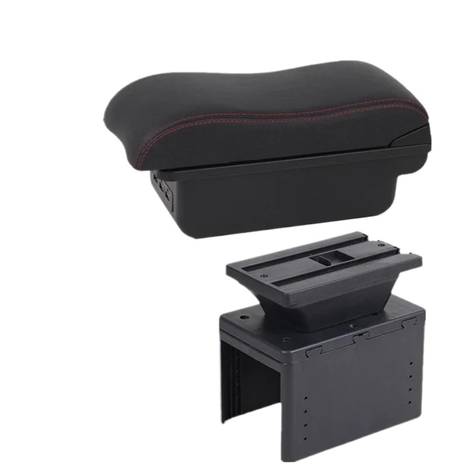 Hguvsjd Armrest Box For Fita For 500L SI Armrest Center Console Storage Box Retrofit Parts Accessories Car Armrests(B Black red 3USB)
