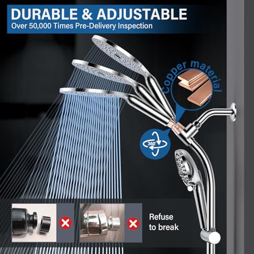 Cabezal Ducha Doble Ajustable con Barra Deslizante 7.5" miniatura 7