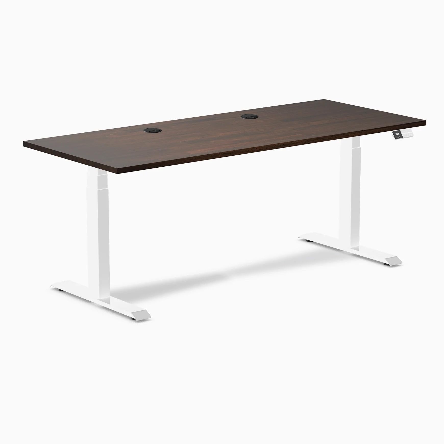 Desky Dual Rubberwood Sit Stand Desk Dark Walnut 48" White
