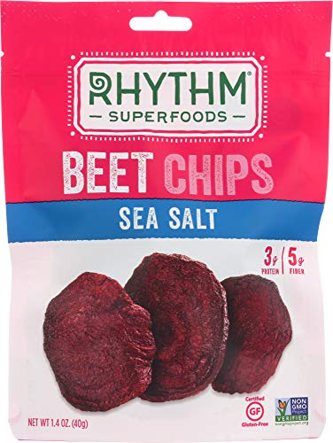 Rhythm Superfoods Beet Chips, Salted, Organic &amp; Non-GMO, 1.4 Oz, Vegan/Gluten-Free Vegetable Superfood Snacks