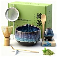 Matcha Set, Matcha Tea Set 8-Teiliges mit Matcha Besen, Matcha Schale Matcha Whisk, Matcha Löffel, Sieb, Matcha-Besenhalter | Japanisches Matcha Zubehör für Matcha-Liebhaber, Sternenhimmelblau