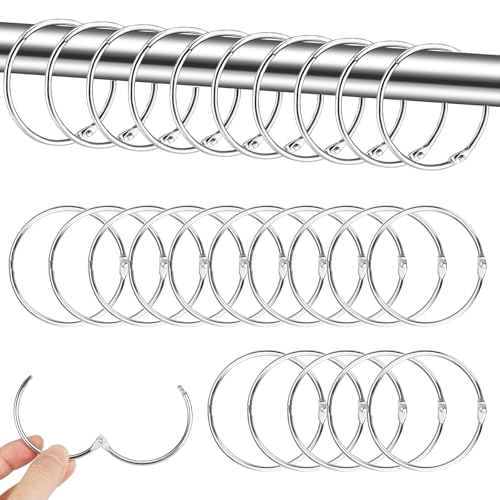 40 Stück Gardinenringe zum Öffnen, 50mm Vorhang Hängend Ringe, Vorhangringe Metall, Geeignet für Vorhänge und Vorhangstangen für Schlafzimmer und Badezimmer (Silber)