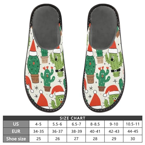 Slippers for Women Christmas Cactus Pattern with Hats Soft Fuzzy Women's Slippers Indoor and Outdoor Shoes3