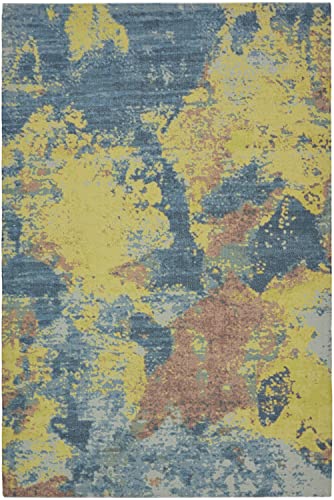 Image of Printed Rug Soft Floor Carpets with Anti Slip Backing for Living Room | Bedroom | Kids Room (Yellow Multi, 5x7 Feet)