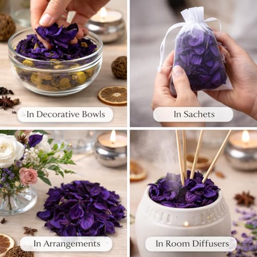 Image of Pure Source India Potpourri - Natural Dried Flower Fragrance Lavender | Long Lasting Home Fragrance | Decorative Bowl Filler | Wardrobe & Car Freshener | Essential Oil Infused (Blue, 100gm)