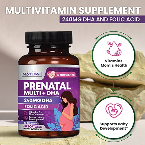 Prenatal Vitamins for Women - Multivitamin with DHA, Folic Acid, Vitamin C, B12, Iron & Omega-3 - Before, During & Post Pregnancy Supplement for Healthy Growth & Brain Development - 60 Softgels - Thumbnail 5