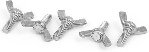 Miniatura 1 de IIVVERR M6x16mm 304 Acero Inoxidable Ala Mariposa Tornillo Tornillo Tono Plata 5pcs (M6x16mm 304 Ala de tornillo de mariposa de acero inoxidable