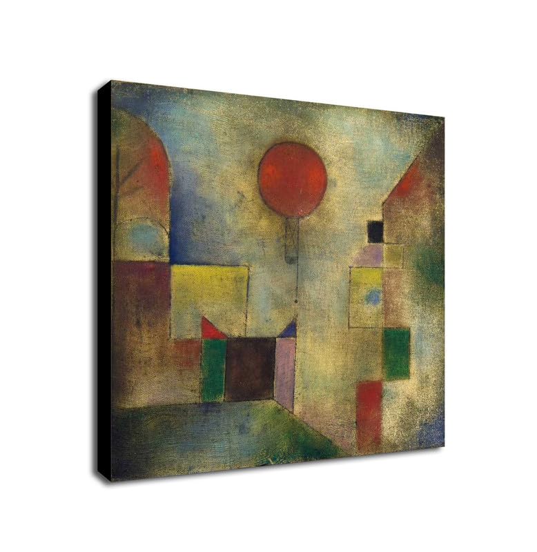 Red Balloon Abstract Art by Paul Klee 1922 - Wrapped Framed Canvas Wall Art (16 x 16 inch / 41cm x 41 cm)