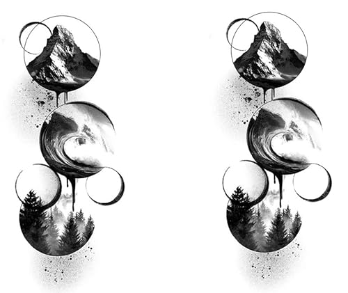 NAG013 - 2 tatuaggi a onde di montagna, tatuaggio temporaneo