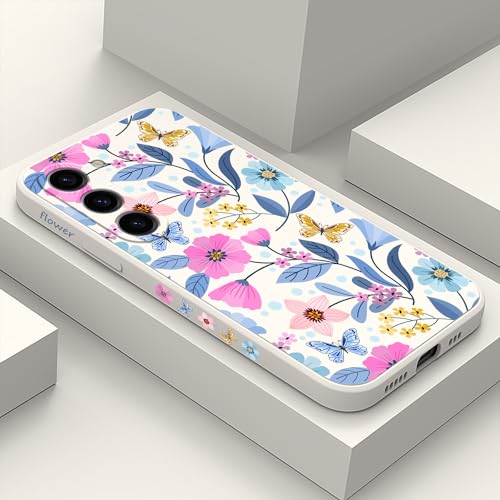 Coque Samsung S23 silicone fine anti-choc et protectrice fleur blanche