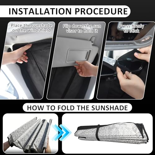 Image of Thickened Windshield Sun Shade for Subaru Outback 2020-2025 | Accordion Front Window Sunshade Aluminum Reflective UV Protection Shield, Foldable Sun Visor with Storage Bag Car Accessories